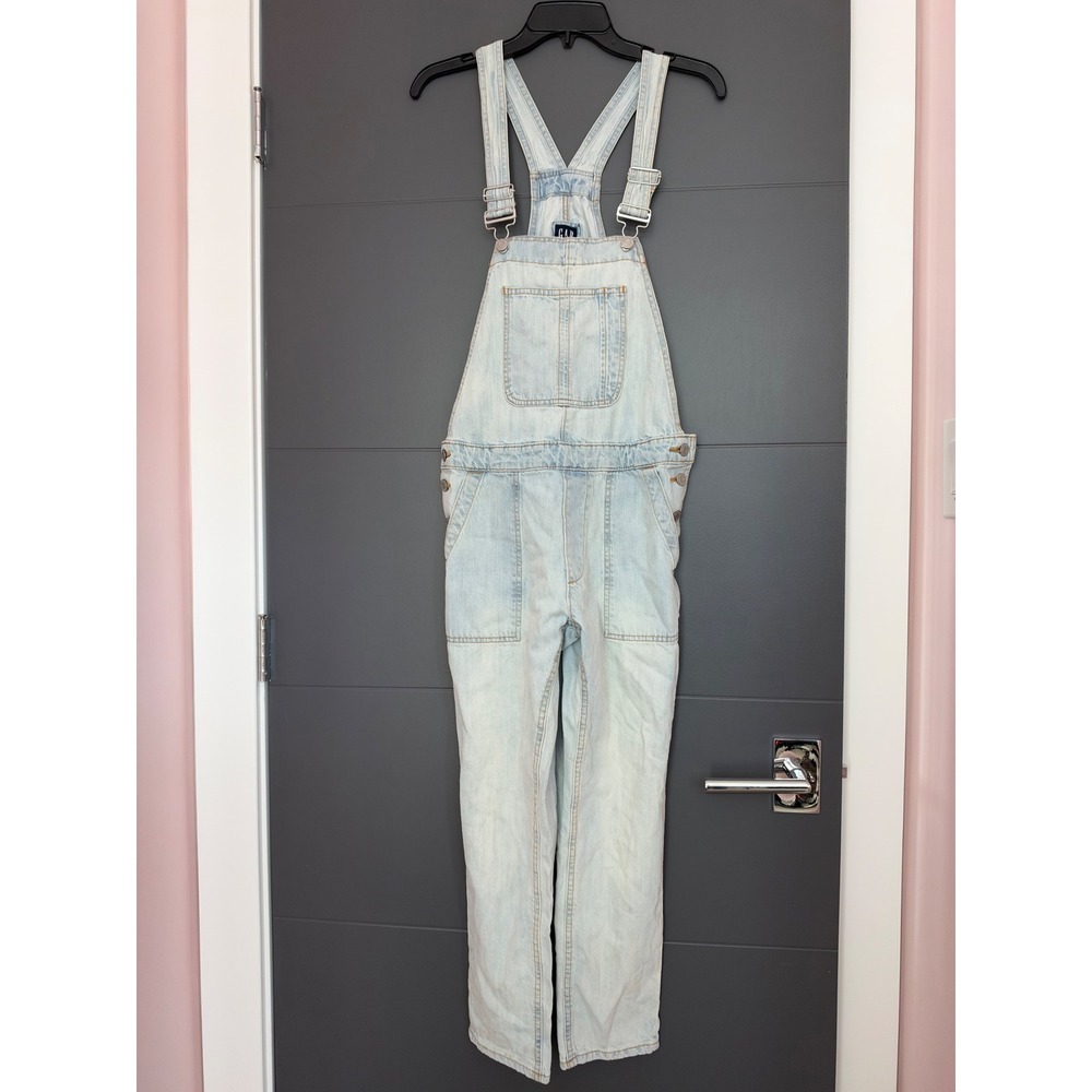 Gap Denim Womens Light Wash Straight Leg Overalls XS Blue Cotton Dungarees